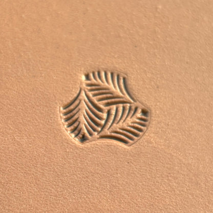 Leaf leather stamp LT375 — single impression on veg-tan leather