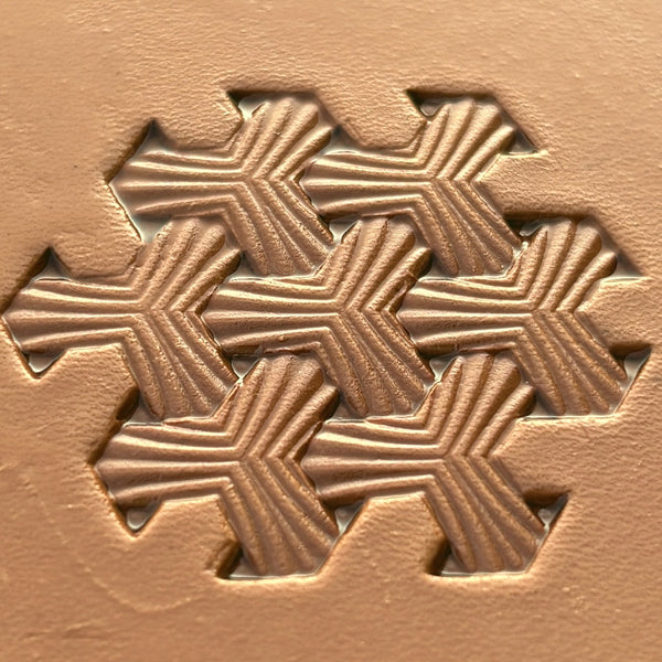 Geometric leather stamp LT378 — imprint on natural veg-tan leather