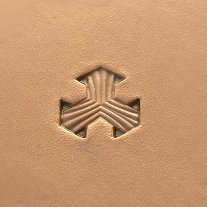 Geometric leather stamp LT378 — single impression on veg-tan leather