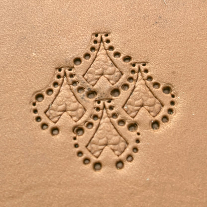 Dotted Motif Heart leather stamp LT380 — pattern imprint on veg-tan leather