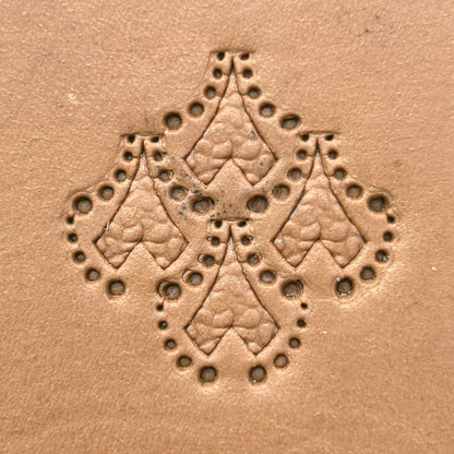 Dotted Motif Heart leather stamp LT380 — pattern imprint on veg-tan leather
