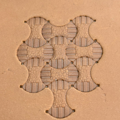 Geometric leather stamp LT381 — pattern imprint on veg-tan leather