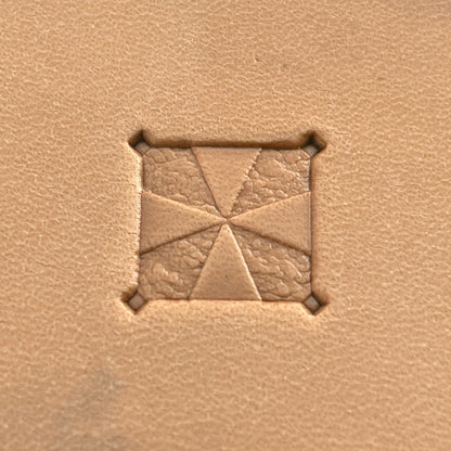 Geometric leather stamp LT382 — single impression on veg-tan leather