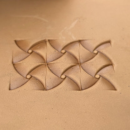Pinwheel Design Geometric leather stamp LT383 — pattern imprint on veg-tan leather
