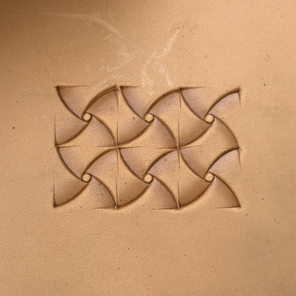 Pinwheel Design Geometric leather stamp LT383 — pattern imprint on veg-tan leather