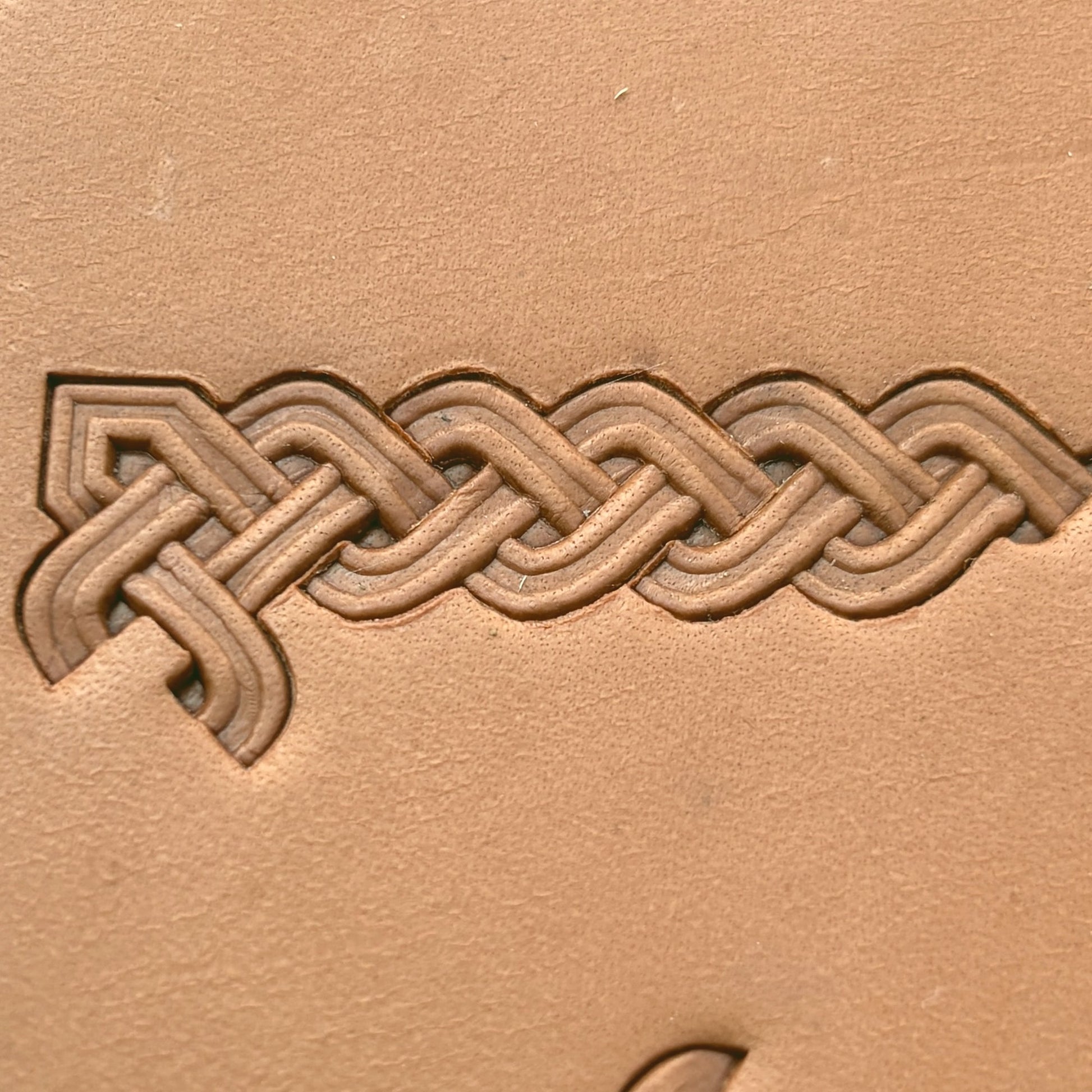 Celtic Knot leather stamp LT384 — pattern imprint on veg-tan leather
