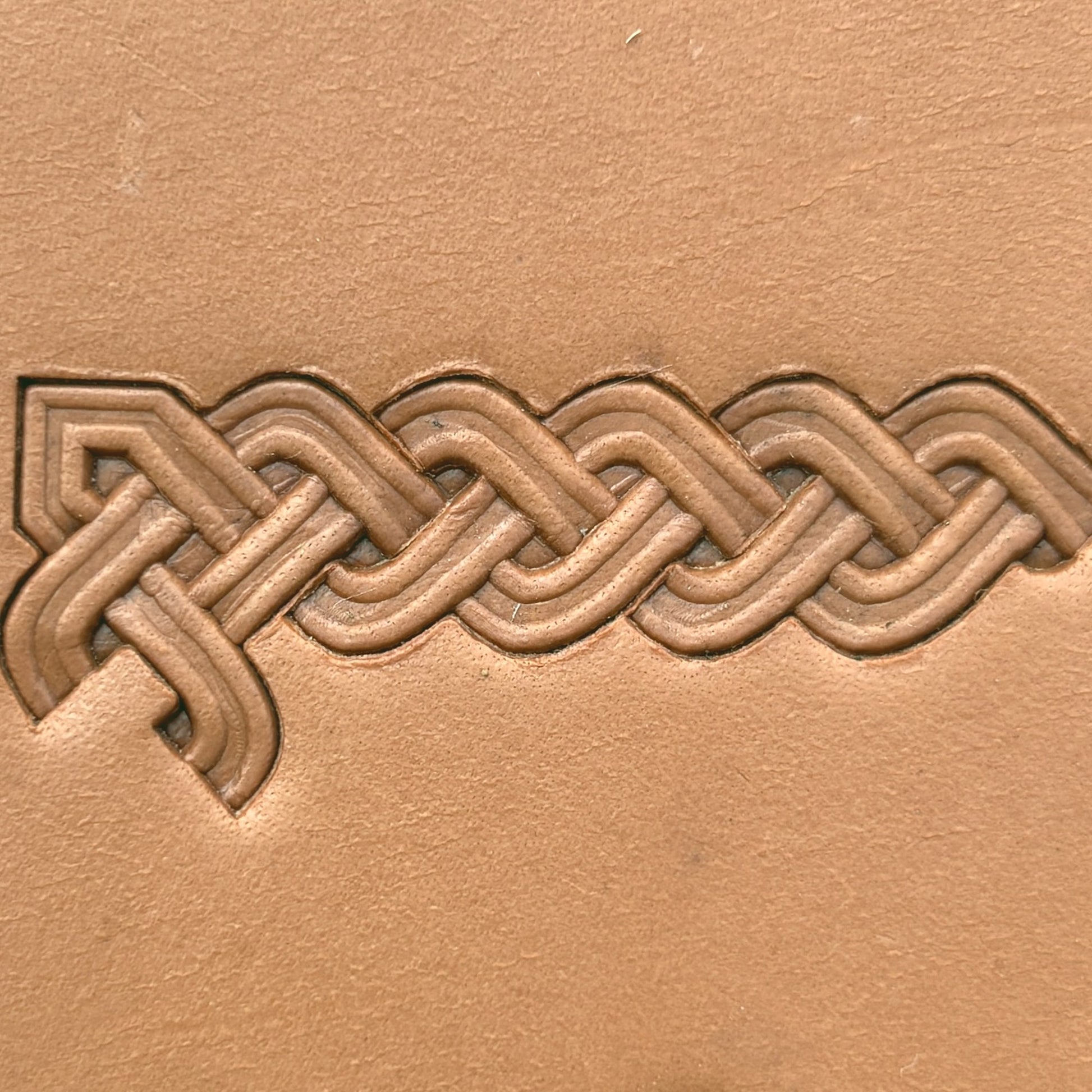 Celtic Knot leather stamp LT384 — pattern imprint on veg-tan leather