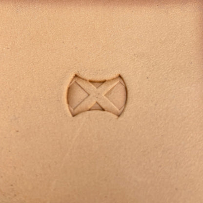 Geometric leather stamp LT386 — single impression on veg-tan leather