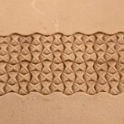 Cross Lattice leather stamp LT387 — pattern imprint on veg-tan leather