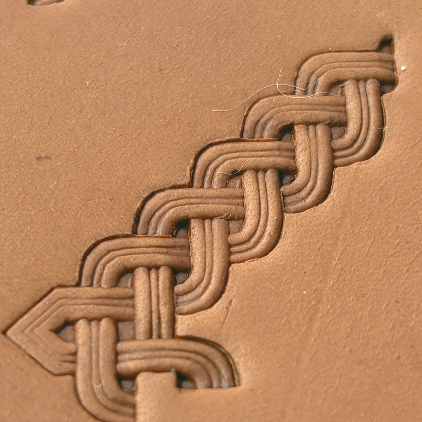 Celtic Knot Basket Weave leather stamp LT388 — pattern imprint on veg-tan leather