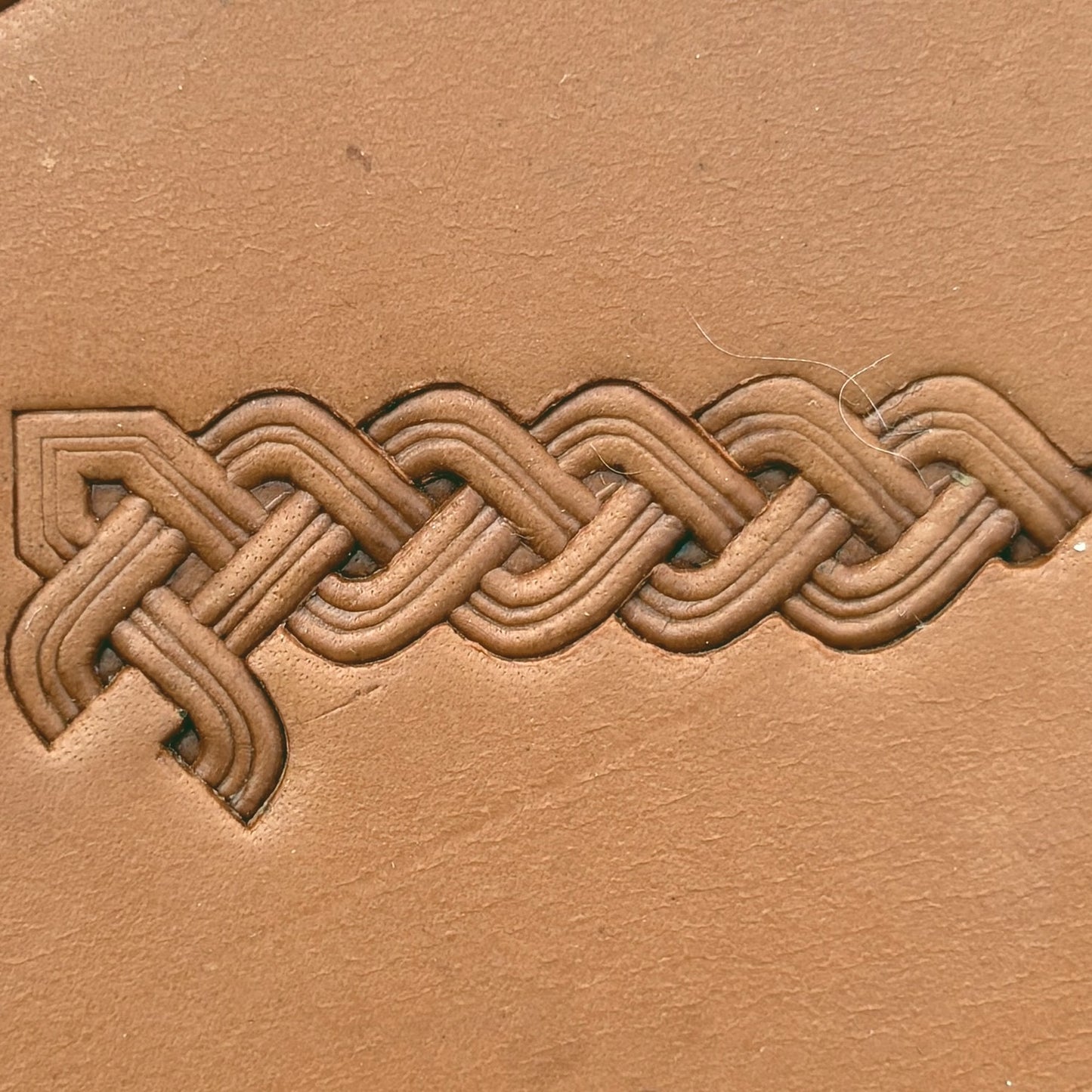 Celtic Knot Basket Weave leather stamp LT388 — pattern imprint on veg-tan leather