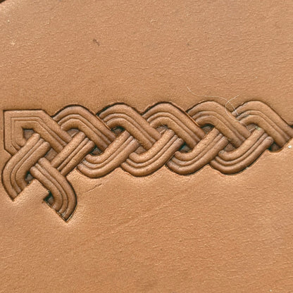 Celtic Knot Basket Weave leather stamp LT388 — pattern imprint on veg-tan leather