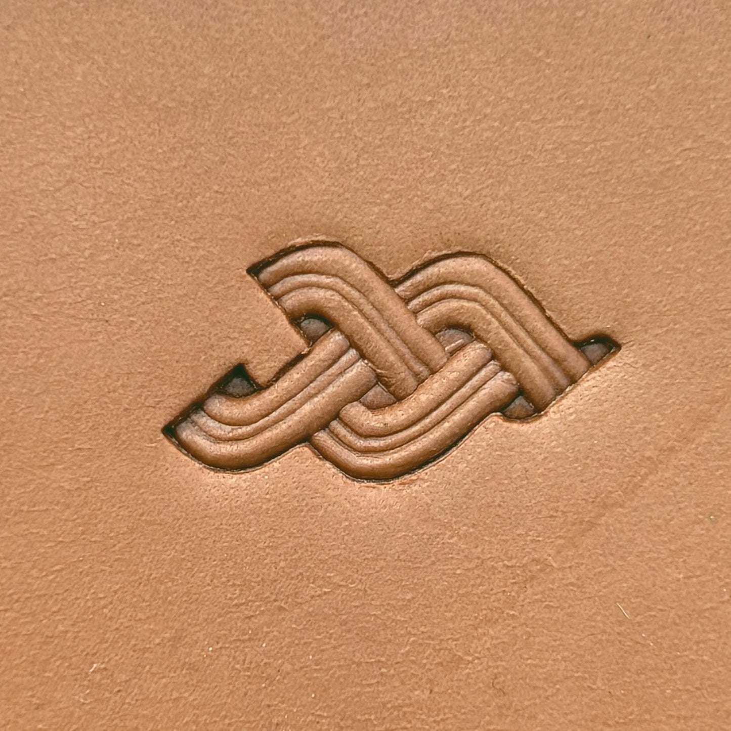Celtic Knot Basket Weave leather stamp LT388 — pattern imprint on veg-tan leather