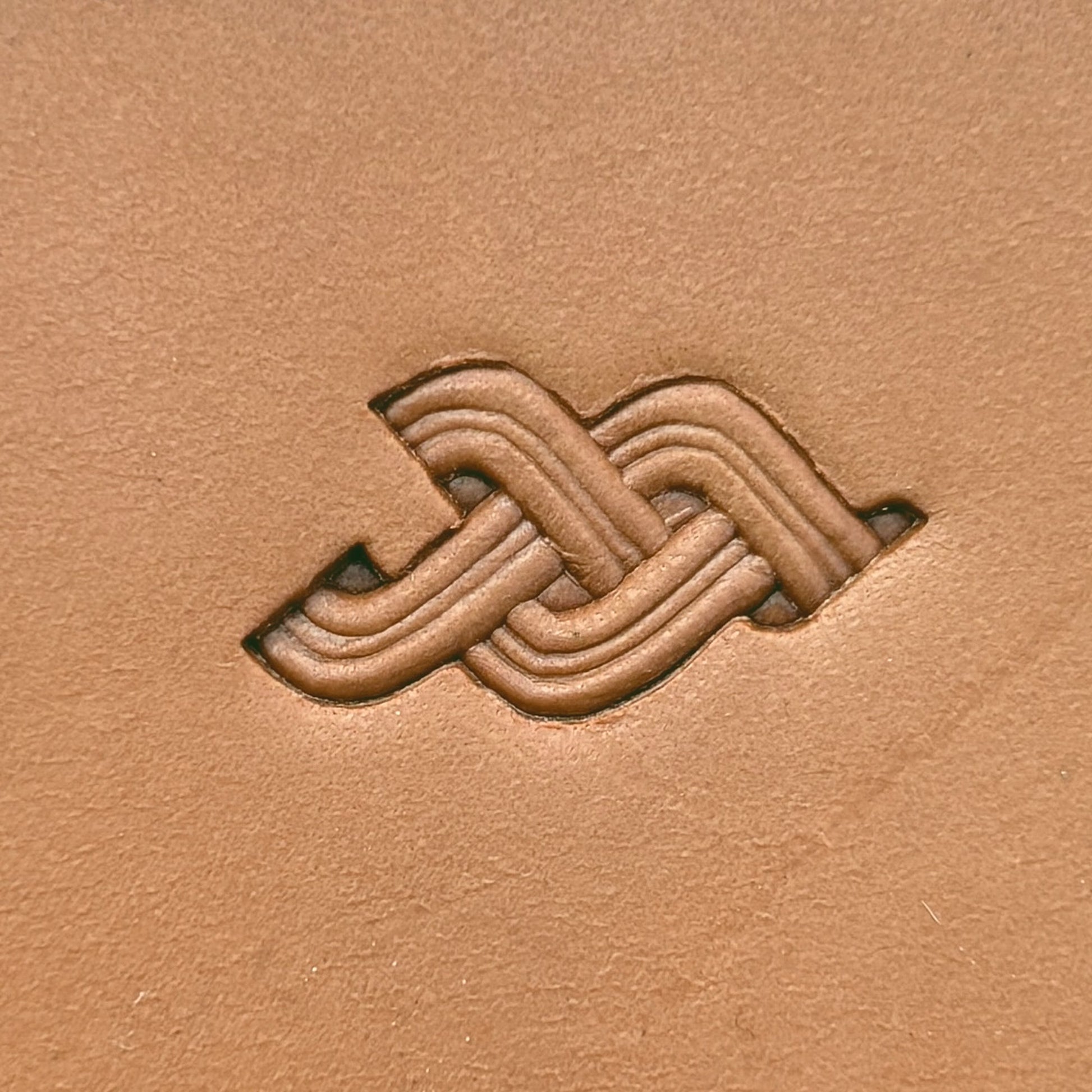 Celtic Knot Basket Weave leather stamp LT388 — pattern imprint on veg-tan leather