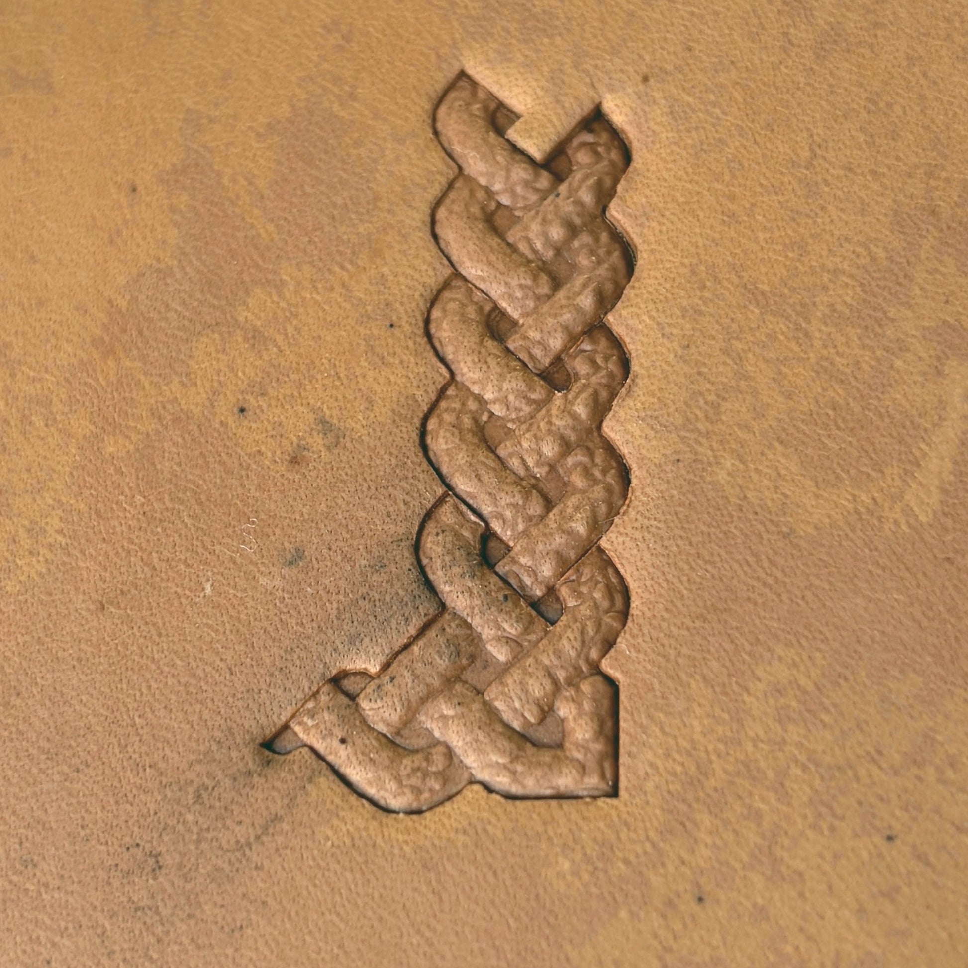 Celtic Knot leather stamp LT389 — pattern imprint on veg-tan leather