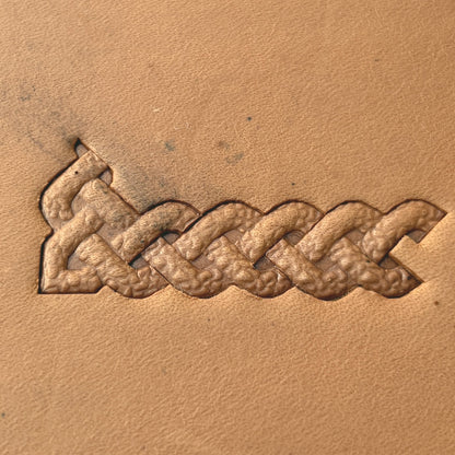 Celtic Knot leather stamp LT389 — pattern imprint on veg-tan leather
