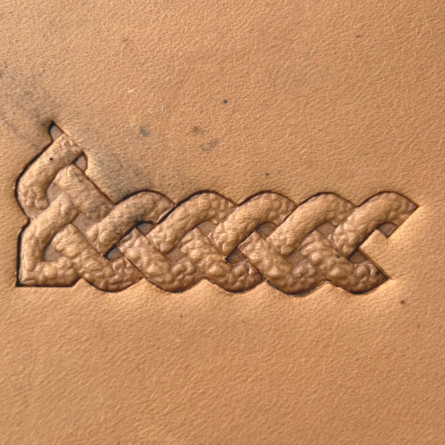 Celtic Knot leather stamp LT389 — pattern imprint on veg-tan leather