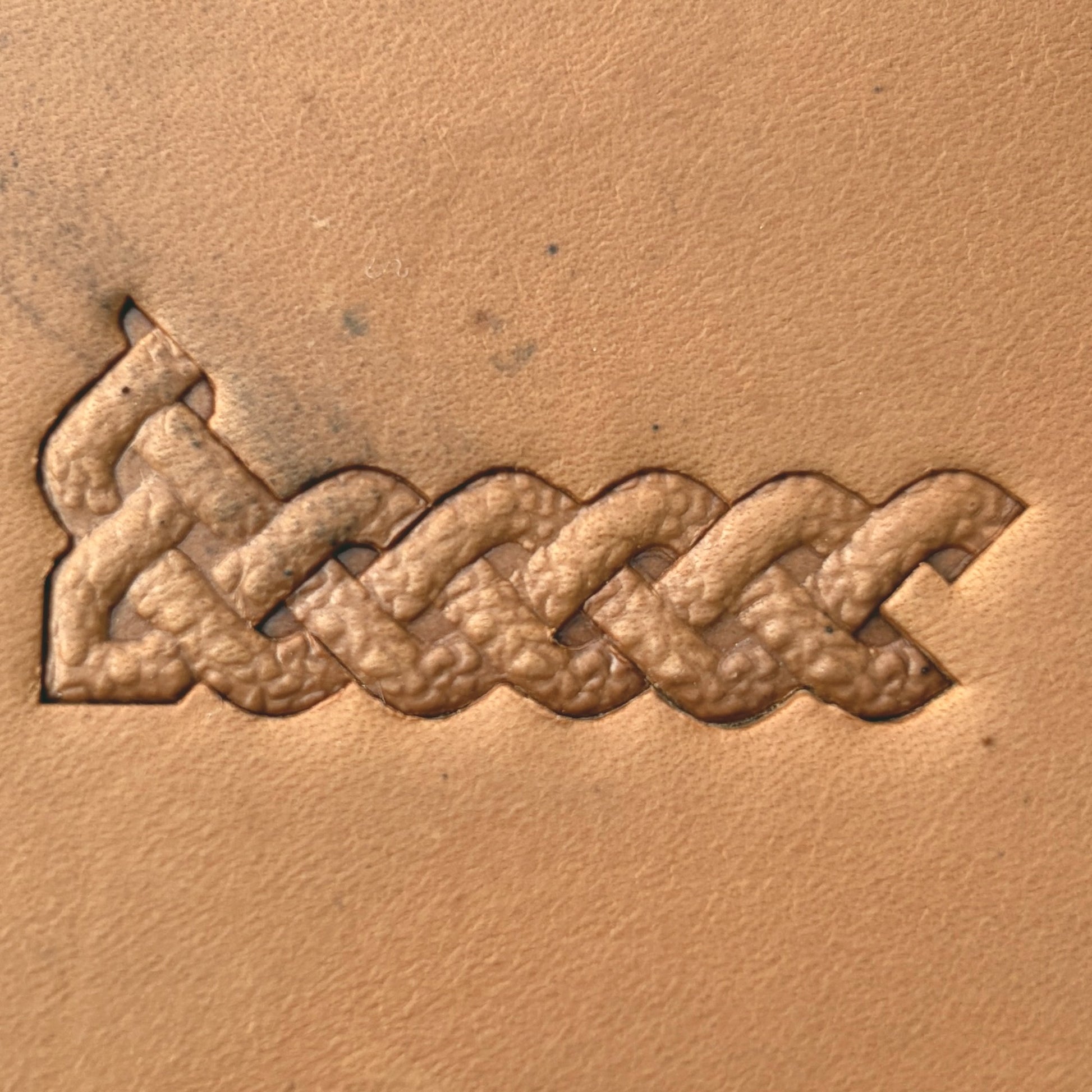 Celtic Knot leather stamp LT389 — pattern imprint on veg-tan leather
