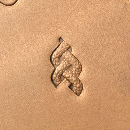 Celtic Knot leather stamp LT389 — single impression on veg-tan leather
