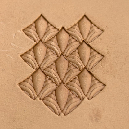 Geometric leather stamp LT390 — pattern imprint on veg-tan leather