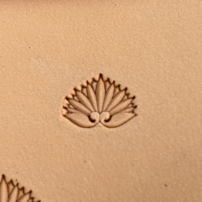 Fan Border leather stamp LT391 — single impression on veg-tan leather