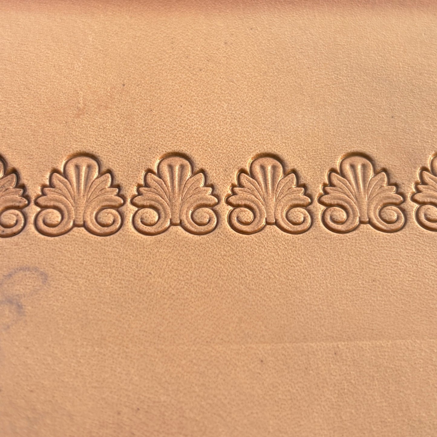 Flourish Motif leather stamp LT392 — pattern imprint on veg-tan leather