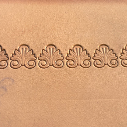 Flourish Motif leather stamp LT392 — pattern imprint on veg-tan leather