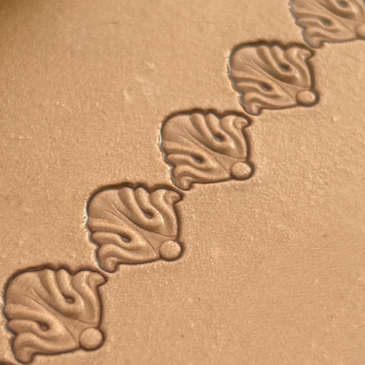 Ornate Border leather stamp LT394 — pattern imprint on veg-tan leather