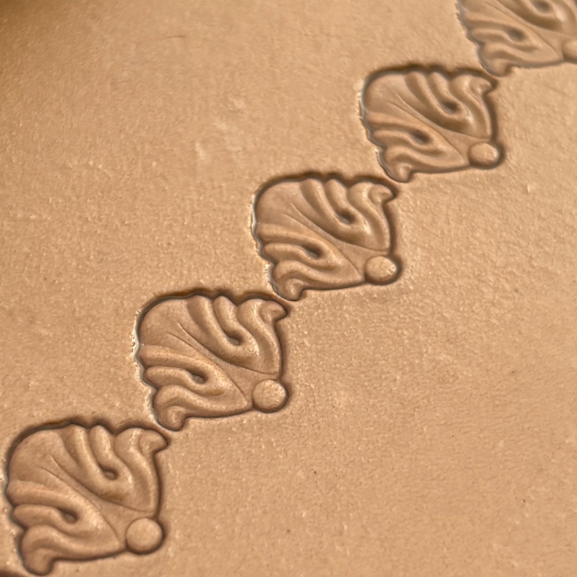 Ornate Border leather stamp LT394 — pattern imprint on veg-tan leather