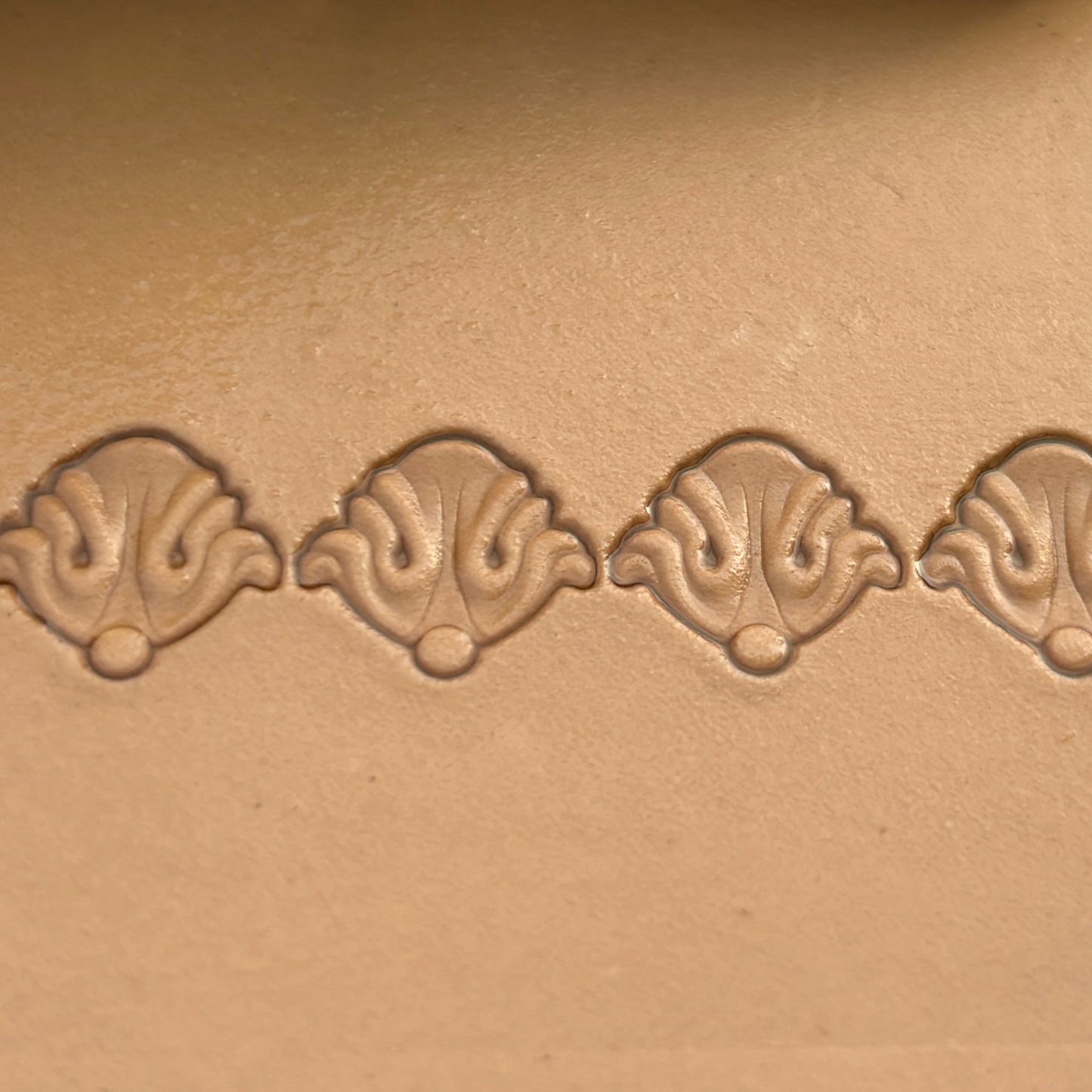 Ornate Border leather stamp LT394 — pattern imprint on veg-tan leather