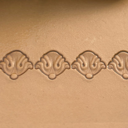 Ornate Border leather stamp LT394 — pattern imprint on veg-tan leather