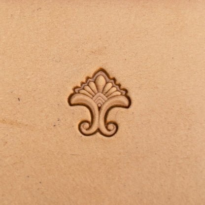 Ornate Border leather stamp LT395 — single impression on veg-tan leather