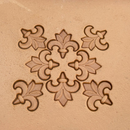 Fleur Design leather stamp LT396 — pattern imprint on veg-tan leather