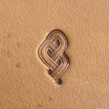 Celtic Knot leather stamp LT399 — brass stamping tool with imprint on natural veg-tan leather