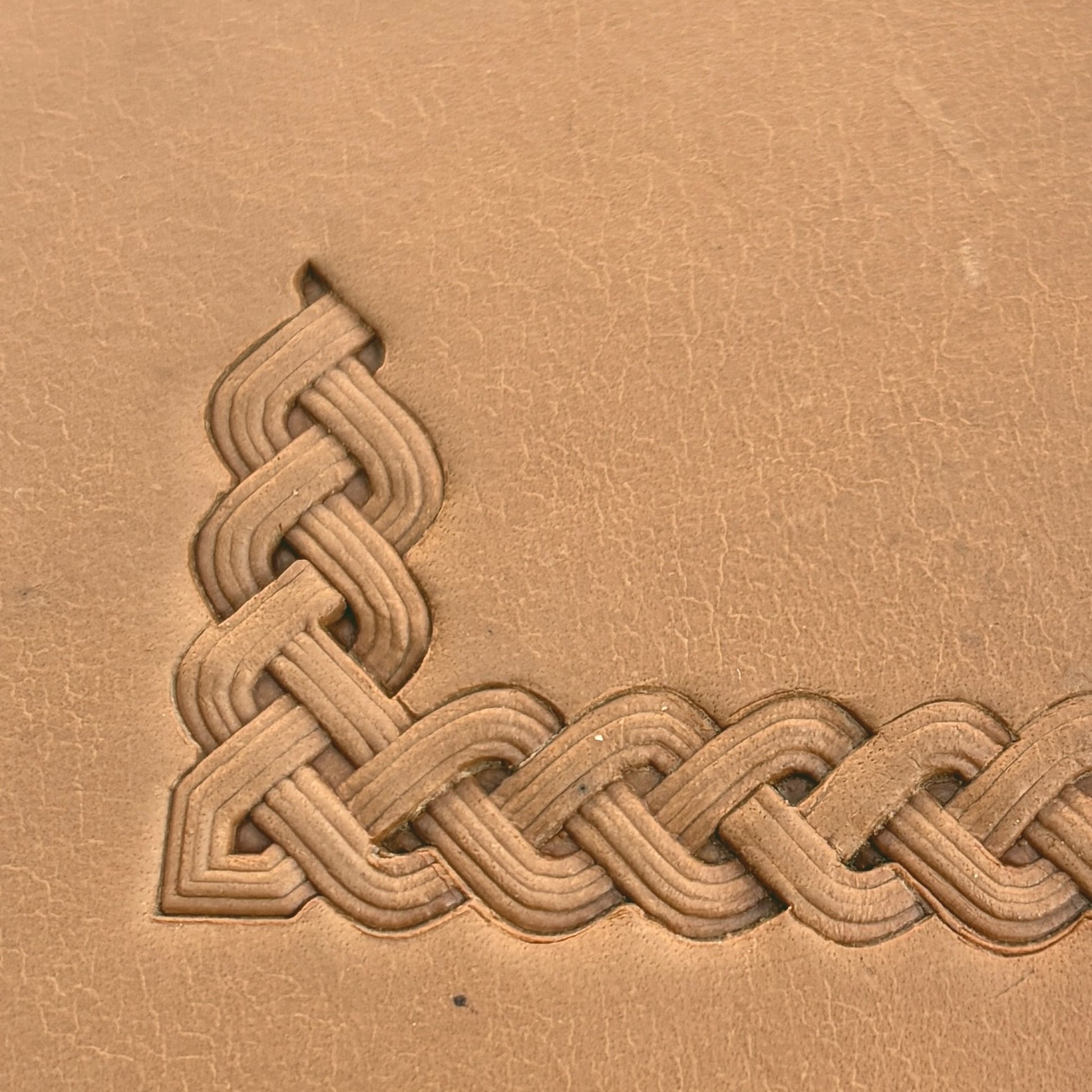 Celtic Knot leather stamp LT399 — pattern imprint on veg-tan leather