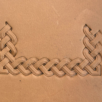 Celtic Knot leather stamp LT399 — pattern imprint on veg-tan leather