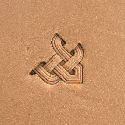 Celtic Knot leather stamp LT399 — single impression on veg-tan leather