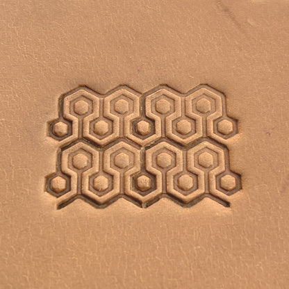 Honeycomb Lattice leather stamp LT400 — pattern imprint on veg-tan leather
