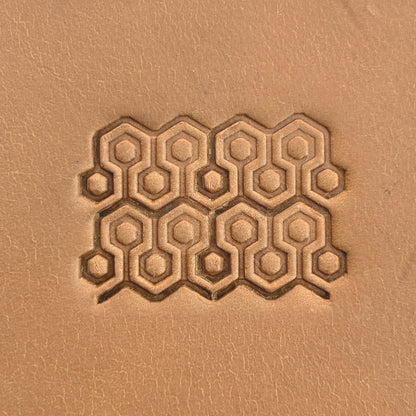 Honeycomb Lattice leather stamp LT400 — pattern imprint on veg-tan leather