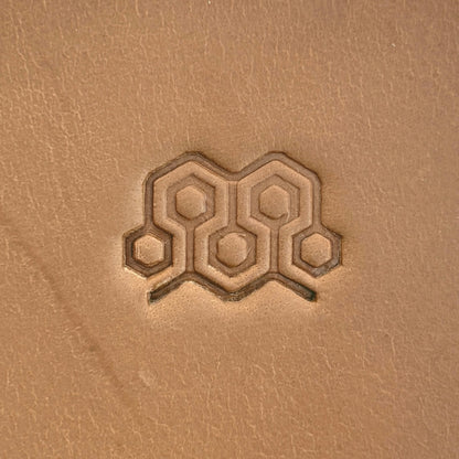 Honeycomb Lattice leather stamp LT400 — single impression on veg-tan leather