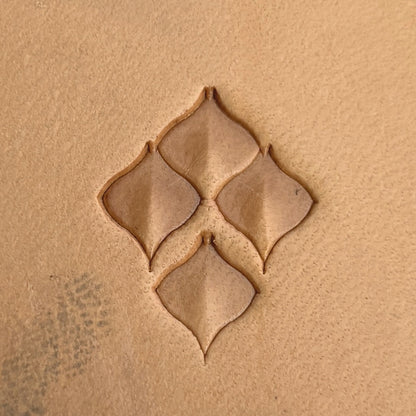 Diamond Grid leather stamp LT401 — pattern imprint on veg-tan leather