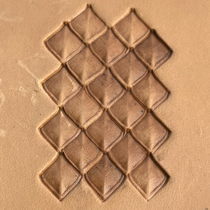 Geometric leather stamp LT402 — pattern imprint on veg-tan leather