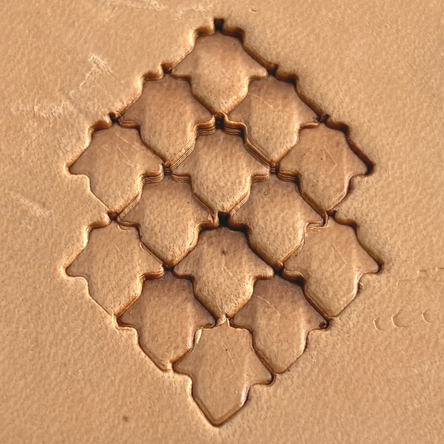 Moroccan Tiles leather stamp LT403 — pattern imprint on veg-tan leather