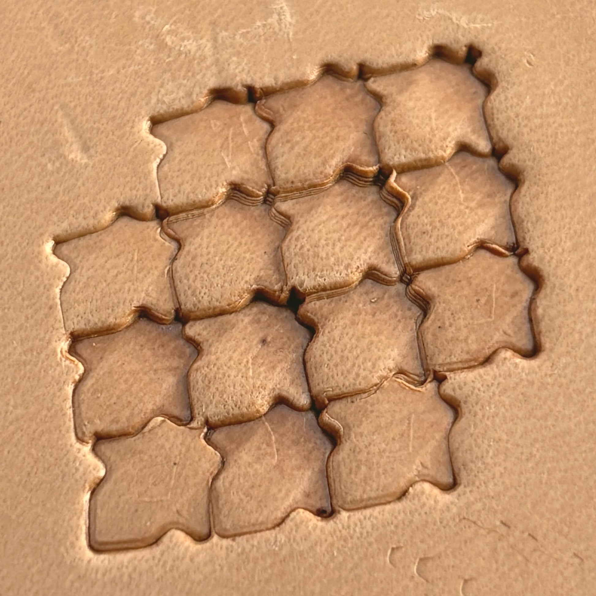 Moroccan Tiles leather stamp LT403 — pattern imprint on veg-tan leather