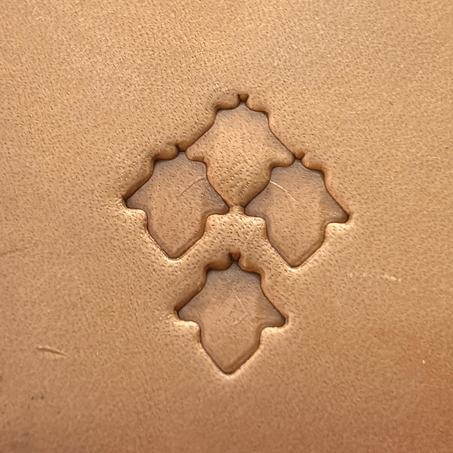 Moroccan Tiles leather stamp LT403 — single impression on veg-tan leather