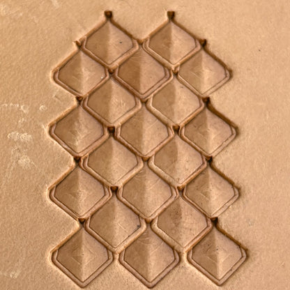 Geometric leather stamp LT404 — pattern imprint on veg-tan leather