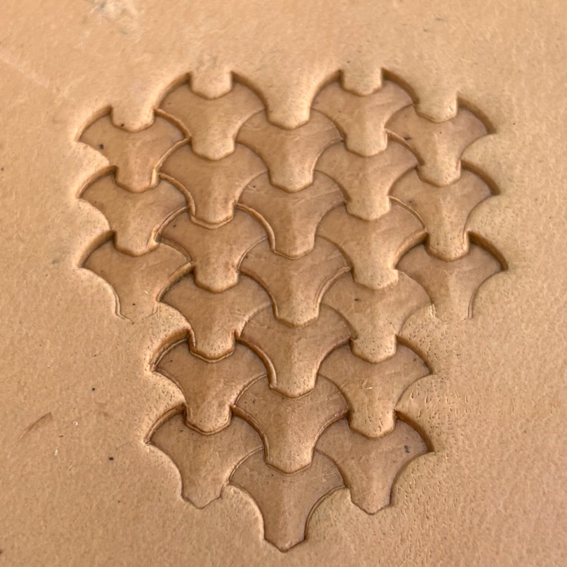 Geometric leather stamp LT406 — pattern imprint on veg-tan leather