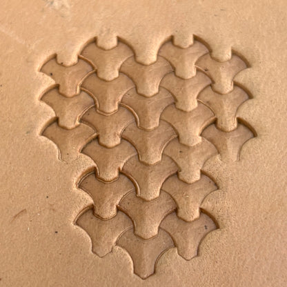 Geometric leather stamp LT406 — pattern imprint on veg-tan leather