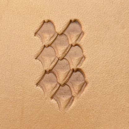 Fan Scallop leather stamp LT407 — pattern imprint on veg-tan leather