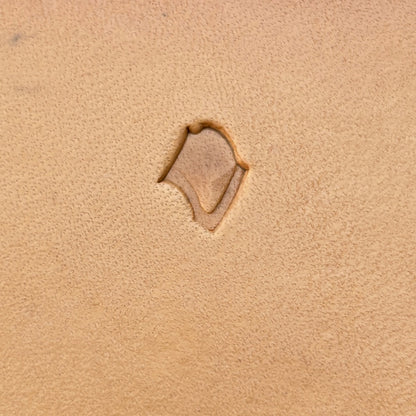 Fan Scallop leather stamp LT407 — single impression on veg-tan leather